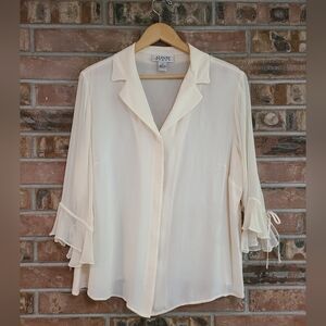 Alfani 100% Silk ivory colored blouse SZ 16W cottagecore